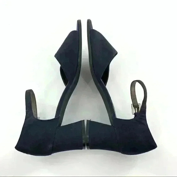 Madeline Stuart Bimini heels size 8.5 navy blue satin square toe 90s Y2k - Picture 8 of 12